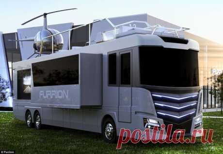 Elsium RV — автобус мечты | Чёрт побери Elsium RV от Furrion смело можно назвать автобусом мечты. 13,7 метров в длину и 2,4 метра в ширину, это настоящий дом на колесах и внутри он выглядит как апартаменты дорогого отеля. Стоит автобус $ 2.5 миллиона. Давайте заглянем внутрь.  Elsium RV является 13,7 метровым домом на колесах с собственной гидромассажной ванной на крыше и двухместным вертолетом.  В хорошую погоду крыша автобуса станет идеальным местом для отдыха.  Она имее...