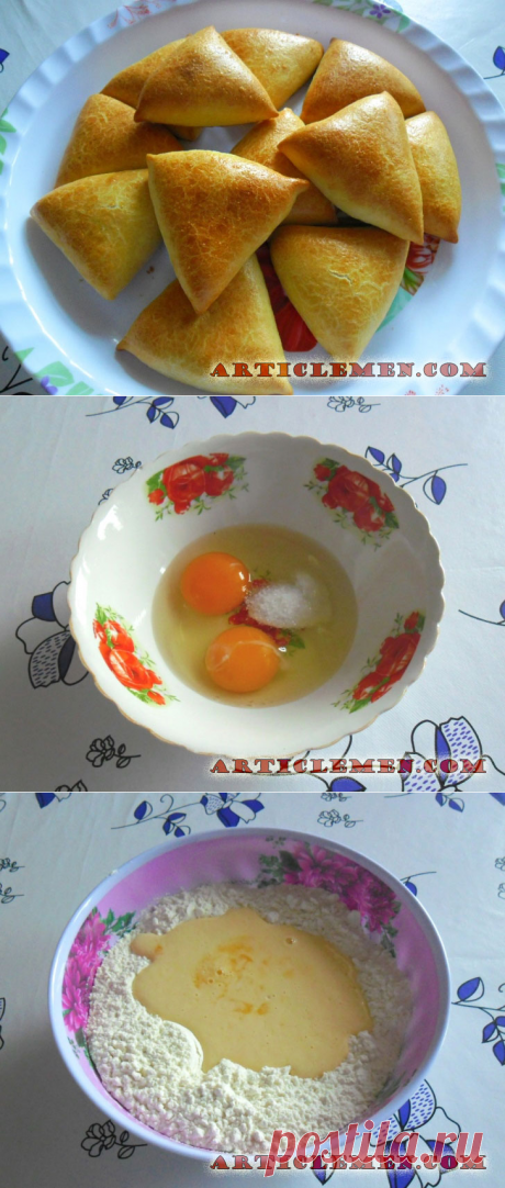 Самса на кефире с куриным мясом и картошкой