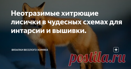 Неотразимые хитрющие лисички в чудесных схемах для интарсии и вышивки. Статья автора «Вязалки Веселого Хомяка» в Дзене ✍: Добрый день, дорогие подписчики и читатели канала! Мира, здоровья и ровных петелек вам!