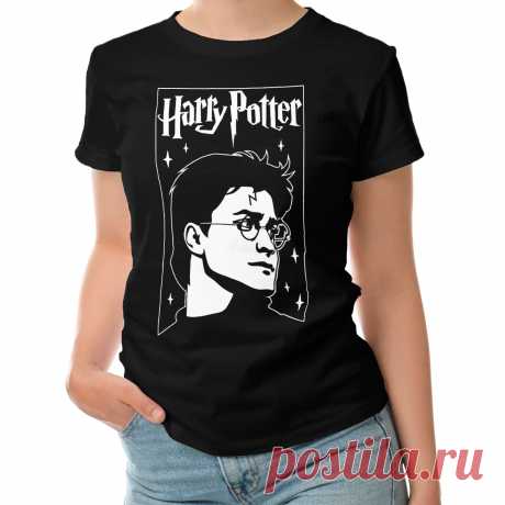 Женская футболка «Гарри Поттер. Harry Potter. Hogwarts. Хогвартс.» цвет черный - дизайнер принта Kaplio
