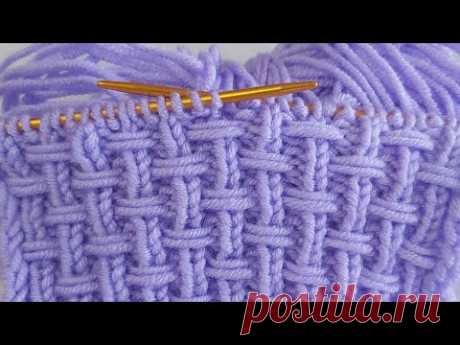 İki şiş kolay hasır örgü model anlatımı 💐crochet knitting