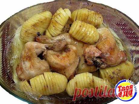 Сочная курица с картошкой в рукаве