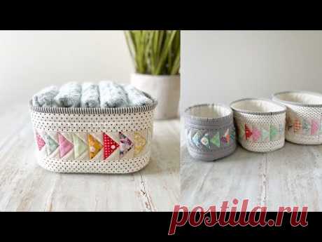 Flying Geese Basket Trio | DIY Storage Organizer | Fabric Bin | Easy Quilt Block