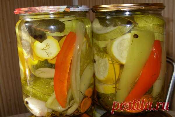 Маринованные кабачки с овощами-на зиму