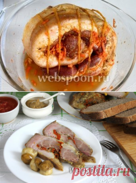 Рулет мясной из свиной грудинки с пряностями рецепт с фото на Webspoon.ru