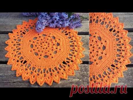 Easy Crochet Tangerine Brilliance Doily Tutorial