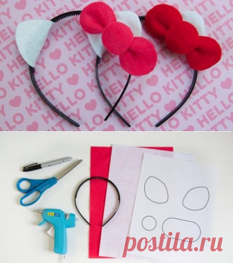 DIY Hello Kitty ободок| kids.myfeed.info