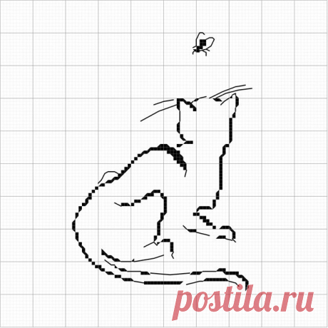 вышивка крестом схемы кошки монохром - Сумки