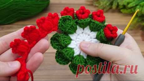 Wow!! This three-color 3D crocheted flower model explanation #crochet #knitting