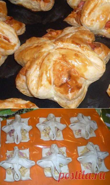 Цветы из слоеного теста с начинкой | Четыре вкуса