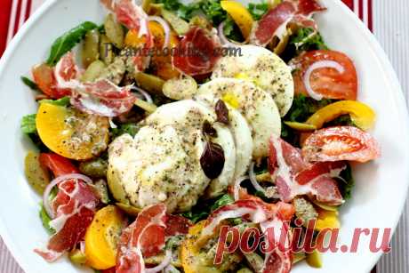 Салат с сыром моцарелла и травяной заправкой | Picantecooking