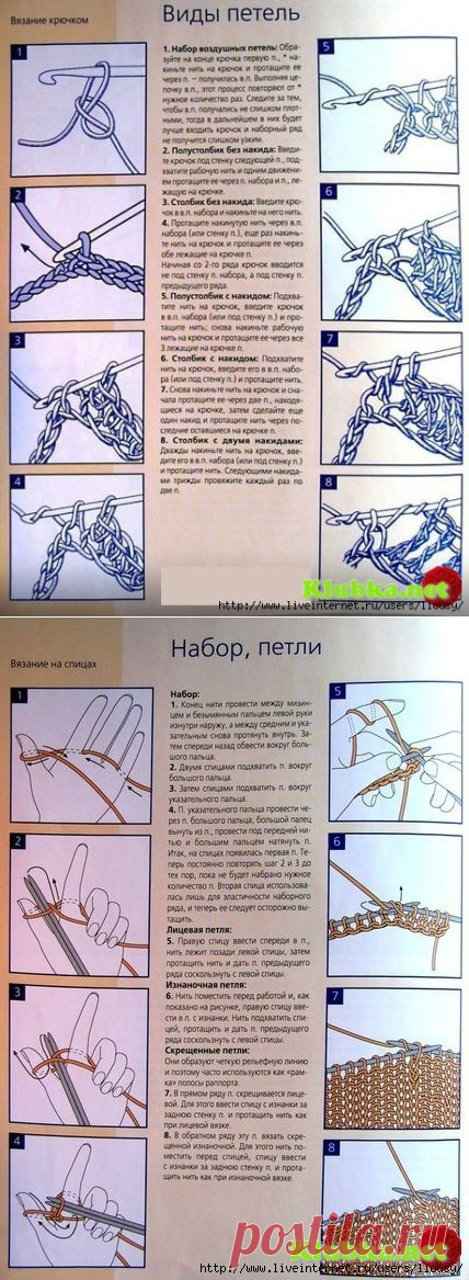 Шпаргалка по вязанию крючком и спицами.