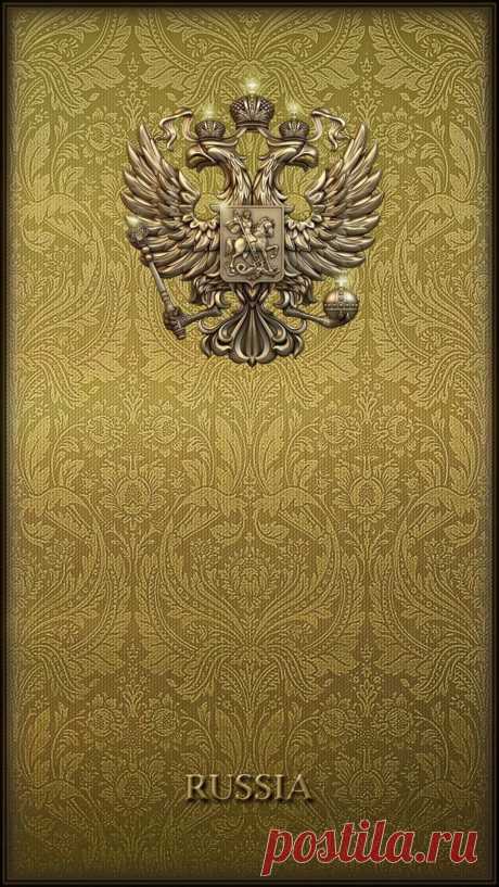 Золотой герб России скачать на обои телефона.