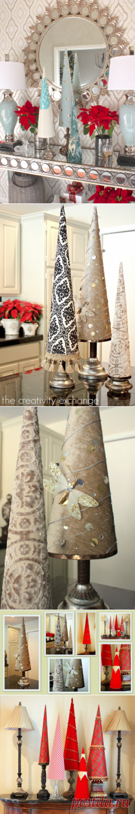 Fabric Covered Poster Board Christmas Tree ConesThe Creativity Exchange