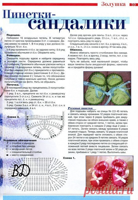 Пинетки крючком со схемой и описанием Новости вязание Постила