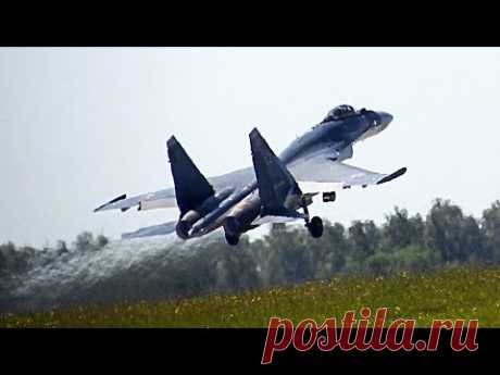 Фирменный взлёт "Соколов России" с бочкой на форсаже (Су-35С)! Авиадартс 2018! Рязань