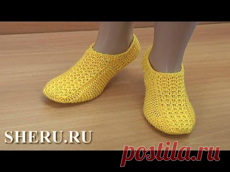Супер удобные следки без швов на двух спицах. Урок 269