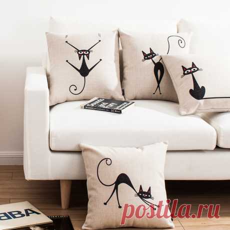Modern Simple Elves Cat Sofa Office Linen Cushion Cover Pillow Cover Shop for modern pillow cover at Homelava.com with lowest price and top service.