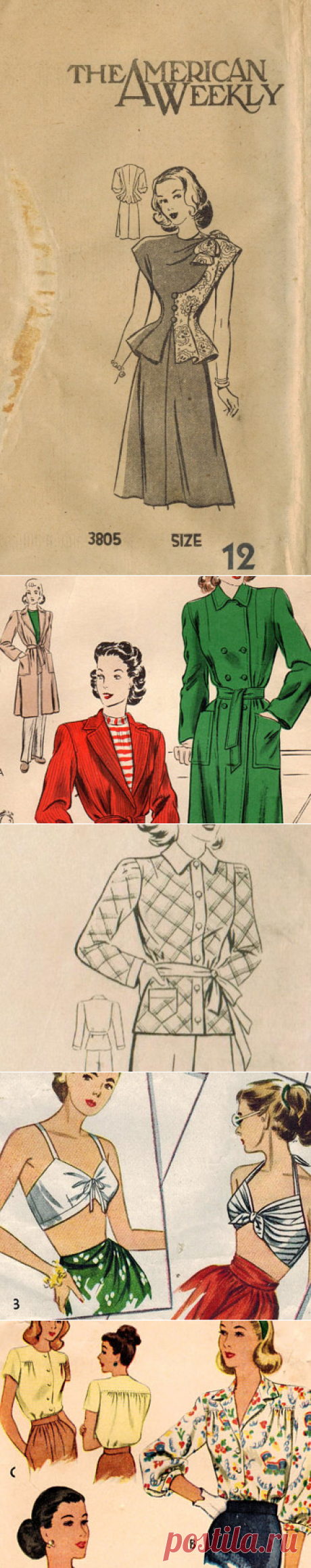 1940s Mail Order 3805 FF Vintage Sewing Pattern Misses Dress