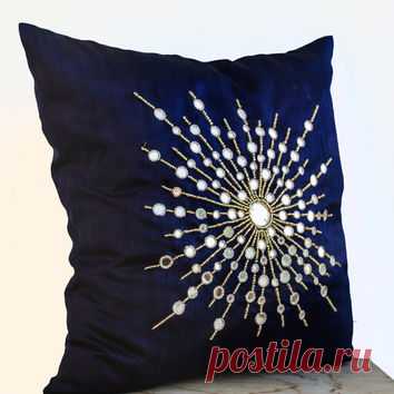 Premium Pure Navy Blue Silk Pillows from AmoreBeaute on Etsy