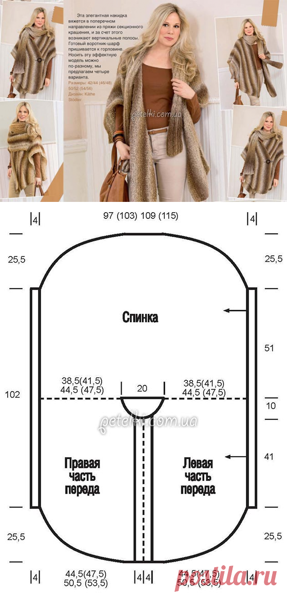 Пончо кейп спицами схема и описание