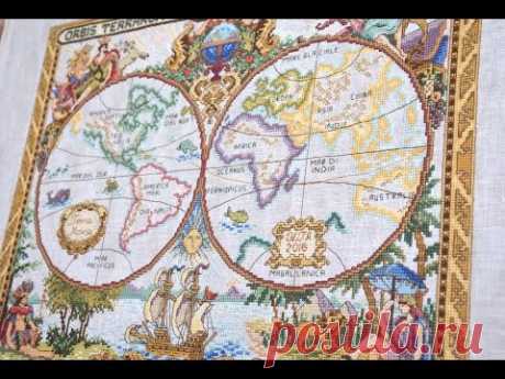 23 -  Old world map by Janlynn Готовая Вышивка