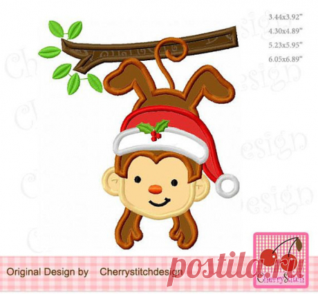 Christmas monkey hanging monkey machine embroidery applique Design CH0130 -for 4x4,5x7 and 6x10 hoop Design will come in sizes for 4x4, 5x7, 6x10 hoop.  The following formats are available: ART,DST, EXP, HUS, JEF, PES, VIP, VP3 and XXX. If you are in need of a different format, feel free to email and see if it is available. Now you can instant download your order! After payment is