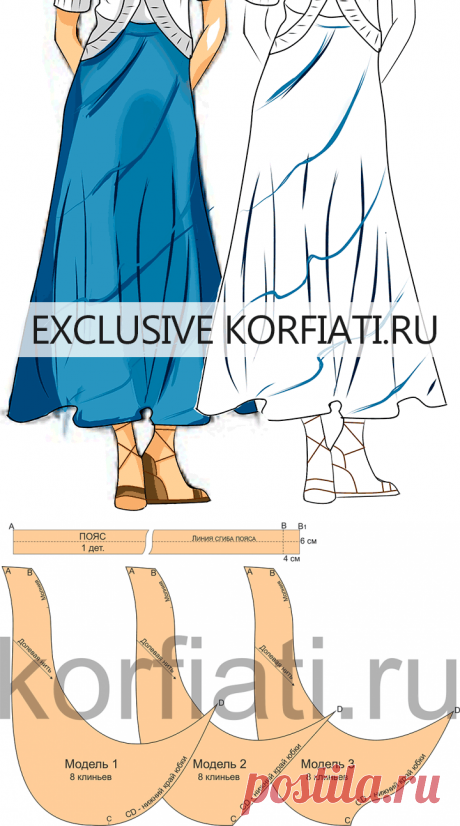Выкройка юбки-спираль от Анастасии Корфиати
