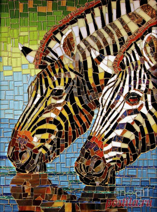 Zebra Glass Mosaic by Cynthie Fisher Zebra Glass Mosaic Painting by Cynthie Fisher