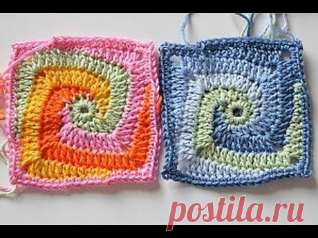 Häkeln: Granny Square Spirale * Granny Square mit Ringelpietz - YouTube