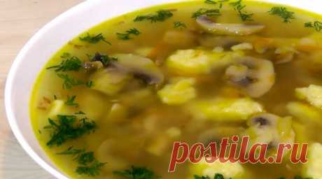 Гречневый суп с грибами и картофельными клецками