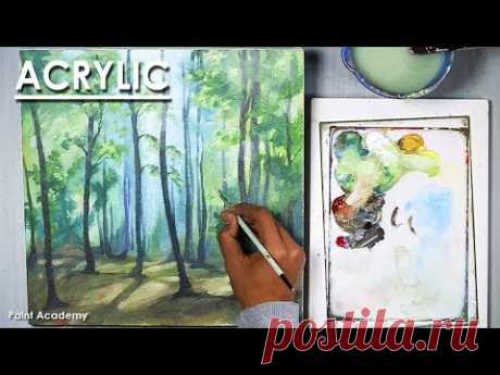 Misty Forest : Acrylic Landscape Painting | step by step