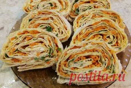 Быстрый рецепт лаваша с морковью и яйцом. Вкуснотища