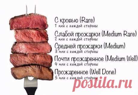 Сохрани себе на страницу, если любишь стейки!
Советы:
1. Возьмите кусок говядины, надавите указательным пальцем и посмотрите на «реакцию» мяса: если останется вмятинка, это свидетельствует о том, что мясо нежное и зрелое.
2. Замороженное мясо лучше предварительно разморозить ночь в холодильнике.
3. Помните, что время приготовления для размороженного мяса немного меньше, чем для свежего.
Показать полностью…