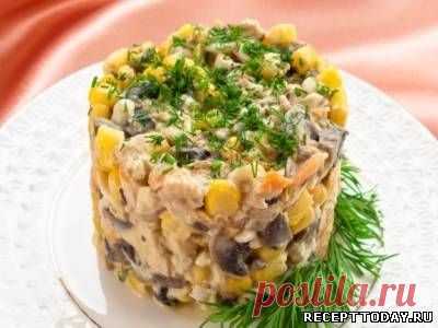 Рецепт: Cалат с кукурузой и грибами