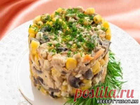 Рецепт: Cалат с кукурузой и грибами