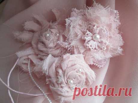 Цветы из ткани и кружева Винтаж  Шебби шик Мастер класс Vintage flowers