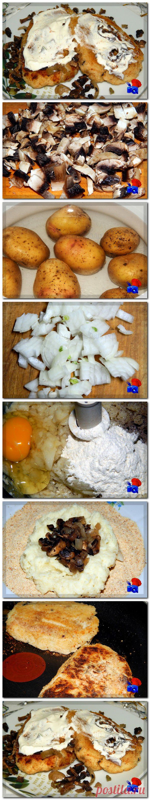 Зразы из картофеля с грибами. Данный рецепт картофельных зраз уникален тем, что немного видоизменив рецепт, можно готовить их и во время Поста. Нужно всего лишь яйцо заменить на 50 мл кипяченой воды, она сделает картофельное тесто клейким и вязким. Хочу сказать, что по вкусу постные зразы от непостных зраз сильно отличаться не будут. Они одинаково  ароматные, хрустящие и просто изумительные. Время на приготовление  зраз из картофеля  – 1,5  часа. Количество порций-4