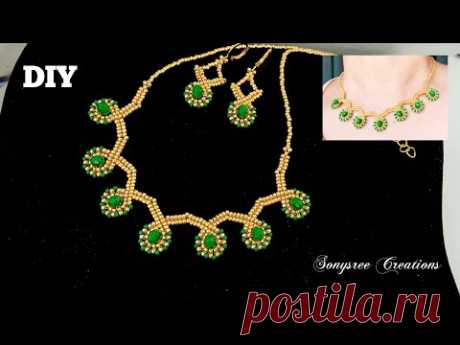 Palakka mala necklace || DIY Beaded Necklace & Earrings