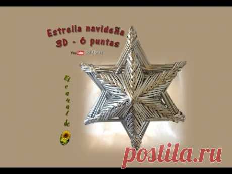 Estrella 3D de seis puntas con papel periódico - 3D Star six-pointed with newspaper