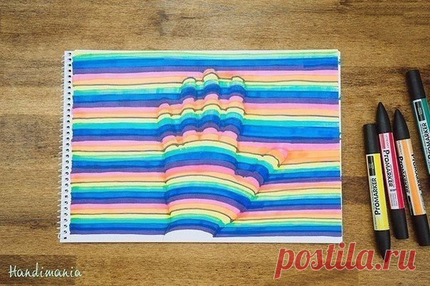 Рисуем с детьми руку в 3D Рисуем с детьми руку в 3DРисуем с детьми руку в 3D, чтобы научить передавать объём на плоскости. Я знаю много детей, которые не умеют рисовать.
Но они могут и любят строить из палок, камушков, веток и кубиков.
А также строить замки, пещеры и мосты.
Почему бы не показать им, как это делать на бумаге?
Вы научитесь быстро и легко создавать 3D-объекты.
Нарисуйте свою руку, добавьте к ней пальцы, а затем увеличьте масштаб, чтобы
Нарисовать кота очень просто!
