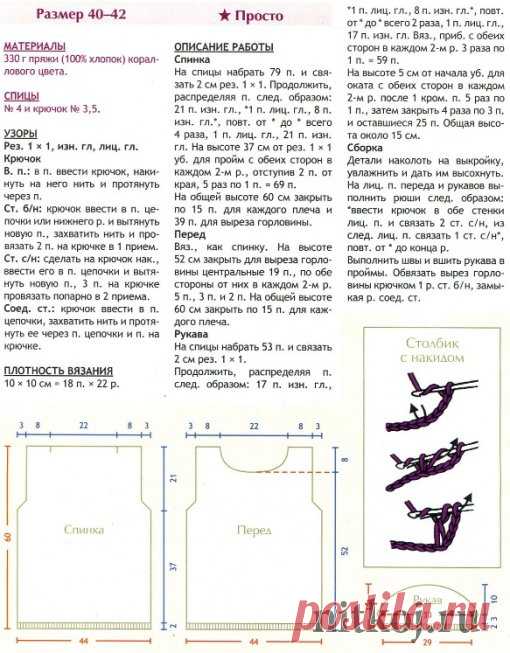 Летняя кофточка спицами » Ниткой - вязаные вещи для вашего дома, вязание крючком, вязание спицами, схемы вязания