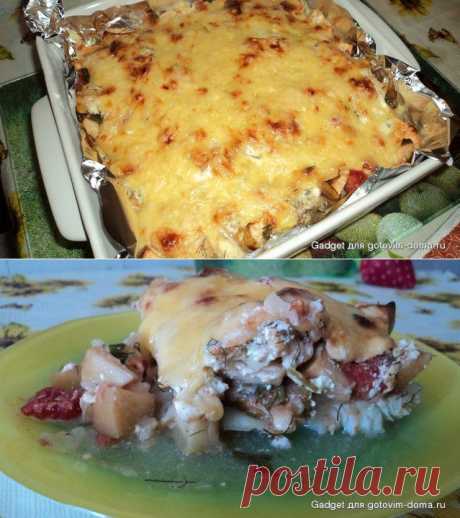 Рыба, запеченная с помидорами и яблоками • Запеканки из рыбы