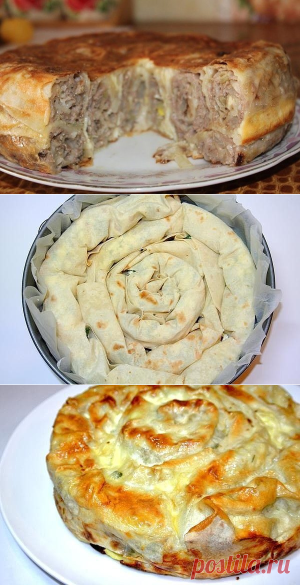 Пирог улитка из лаваша с творогом