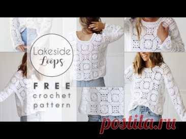 Isla Granny Square Sweater FREE Crochet Pattern Video Tutorial