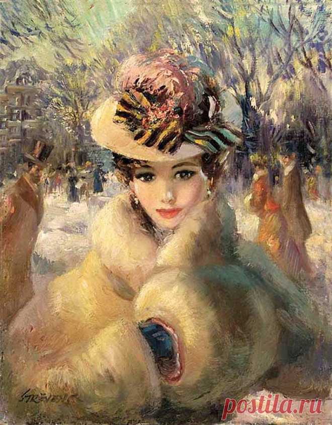КРАСИВОЙ ЖЕНЩИНЫ ПОРТРЕТ. Художник Фредерик Джон Ллойд Стревенс