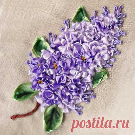 Вышивка сирени лентами. Мастер-классы