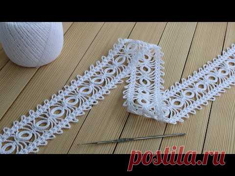 КРУЖЕВО КРЮЧКОМ простое вязание для начинающих МАСТЕР-КЛАСС How to Crochet Lace Tape Ribbon