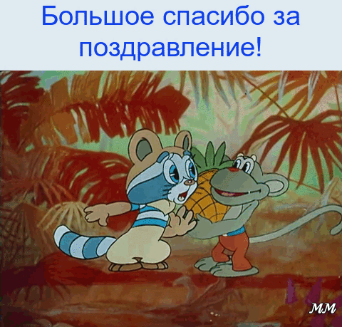 Анимированная открытка Большое спасибо за поздравление!