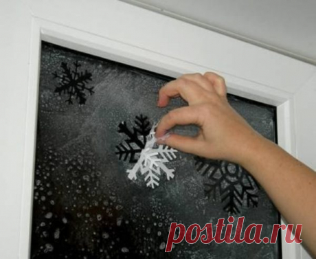 Новогодний снежный рисунок на окне, который без труда отмывается водой - Идеальная хозяйка